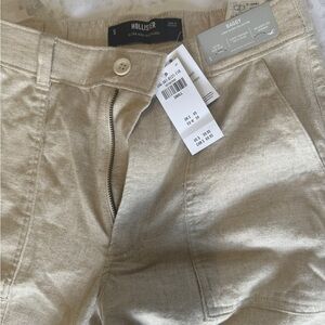 Hollister Tan linen cargo Pants
